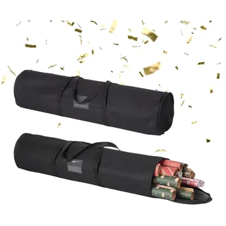 Relaxdays Geschenkpapier Aufbewahrung 2er Set Schwarz