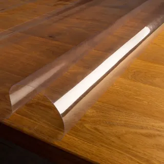 laro Tischfolie Transparent 130x210 cm, 0,30 mm Dicke | Abwaschbar, Wasserabweisend, PVC, Eckig, Meterware