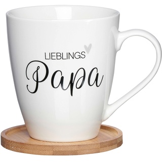 Ritzenhoff & Breker Kaffeetasse mit Untersetzer FAMILY, Weiß - Porzellan - 560 ml - Lieblings Papa