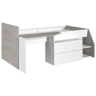 Parisot Hochbett Milky 90 x 200 cm Holz weiß-grau
