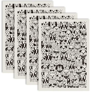 PRESSINART 4 Stück Hunde Transferpapier Für Keramik 21 x 15cm ((2) Zoll) Große Unterglasur Abziehbilder Mit Hundemotiv Wasserschiebefolien Aufkleber Für DIY Ton Porzellan Emaille Bastelarbeiten