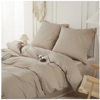 bailix Bettbezug Set Grau Musselin 155 x 220 cm + 80 x 80 cm