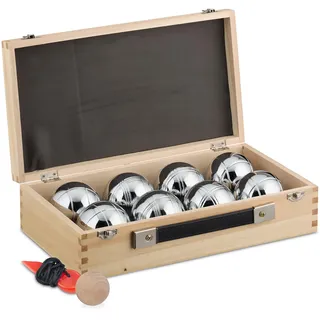 Relaxdays Boule Kugeln im Set Hellbraun,Schwarz,Silber
