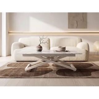 WFL GROUP Axen Weiß Marmor 120-160 x 80 x 38-75 cm