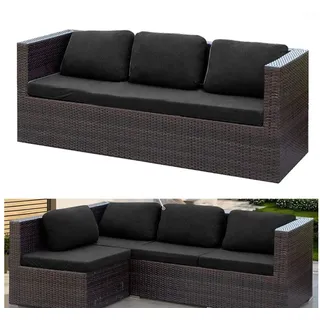 BTTO Ecksofahusse Elastisch Sofa Sitzkissen Jacquard Wasserdichter Kissenbezug Sofabezug, Rechteckig Sitzkissenbezug Sofa Cover für Möbelschutz,AußenSofasitz schwarz