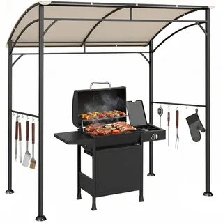 Outsunny Grillpavillon 2,15 x 1,5 m inkl. 1 Seitenteil Beige
