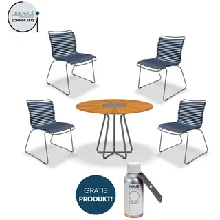 Houe Set mit CIRCLE Dining Table Ø110 und 4 x CLICK Dining Chair ohne Armlehnen Dark blue