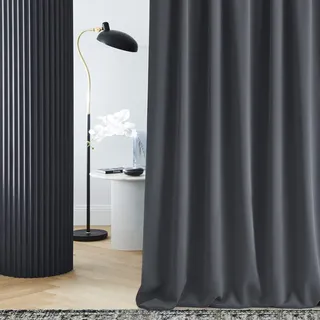 ROOM99 Vorhang mit Ösen Laurel 180 x 280 cm Dunkelgrau, 1 Stück | Verdunkelung Blickdicht Schiebegardinen Curtain Wohnzimmer Schlafzimmer