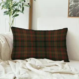 Dekokissenbezug Rot-Schwarz-Woll-Tartan-Material Spur Weißes Muster Karierter Kilt Britischer Schottischer Karo-Fab-Stil Kissenhülle Superweicher,Moderne Kopfkissenbezug Für Patio 40X60Cm