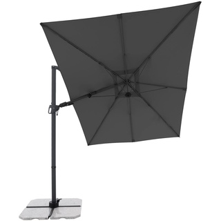 Doppler - Derby Style Sonnenschirm - Ampelschirm 300 cm x 220 cm in Dunkelgrau um 360° drehbar - Sonnenschirm groß mit Ständer - Pendelschirm wasserdicht für Garten & Terrasse - Kippbarer Gartenschirm