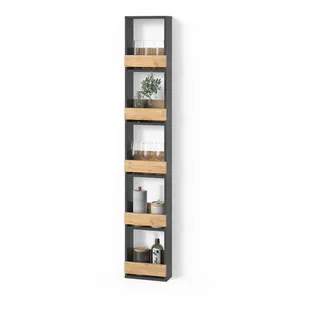 livinity® Weinregal 30 x 180 cm Goldkraft Eiche/Anthrazit
