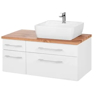 WELLTIME Waschbeckenunterschrank WELLTIME "Davos", weiß, B:90cm H:55cm T:47cm, Schränke, Waschbeckenunterschrank, Badmöbel, Waschtisch inkl. Waschbecken, Breite 90 cm