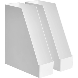 Amazon Basics Rechteckig, 2 Stück, Kunststoff-Organizer, Zeitschriftenhalter, 2 Pack, Weiß