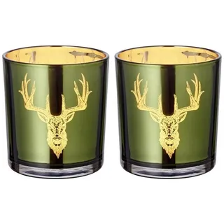 Edzard Teelichtglas Ted Glas Grün/Gold
