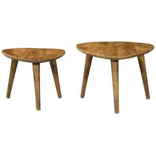 Villa Möbel Couchtisch Dakota (Set, 2-St., 2er-Set), 2er-Set Massivholz Mangoholz mit dreieckiger Form und Holzbeinen beige