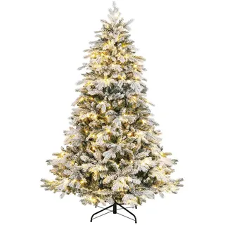 Costway Künstlicher Weihnachtsbaum mit 260 warmweißen LED-Lichtern Weiß 180 cm