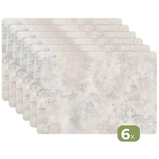 MuchoWow Platzset Beton - Grau - Weiß, (6-St), Platzsets, Tischset, Abwaschbar, Tischsets, Platzdeckchen bunt