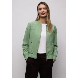 Blouson STREET ONE, Damen, Gr. 44, grün (mint breeze), Stoff, Obermaterial: 87% Viskose, 13% Polyester. Futter: 65% Polyester, 35% Baumwolle, unifarben, comfort fit normal, V-Ausschnitt, normaler Saum, Jacken Blouson, mit Rundhalsausschnitt