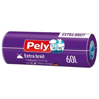 Mülleimer-Beutel Pely Zugbandbeutel Extra breit 60 Liter klimaneutralisiert 11 Stück