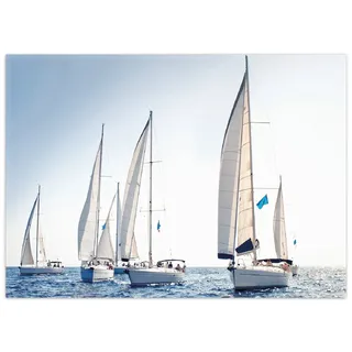Wallario Teppich Segelschiff auf dem Meer, rechteckig, rutschfest blau 50 cm x 70 cm