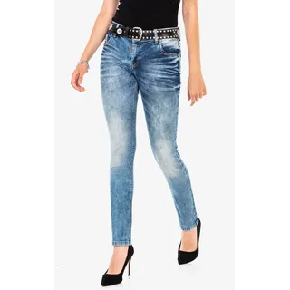 Slim-fit-Jeans CIPO & BAXX Gr. 26, Länge 34, blau Damen Jeans Röhrenjeans mit cooler Used-Waschung
