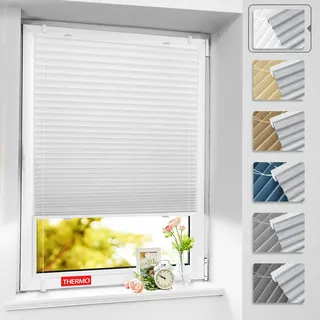 BelleMax Plissee ohne Bohren Verdunkelung Klemmfix, Thermo Plissee Weiß 80x200 cm(BxH), Verdunklungsplissee 100% Verdunkelnd & lichtundurchlässig, Sichtschutz und Sonnenschutz für Fenster & Tür