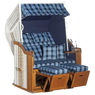 SUNNY SMART Strandkorb »Rustikal«, BxHxT: 125 x 160 x 90 cm, blau, kariert - weiss