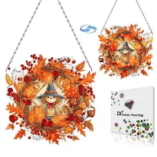 Diamond Art Painting Anhänger Herbstkranz mit Kette DIY Set
