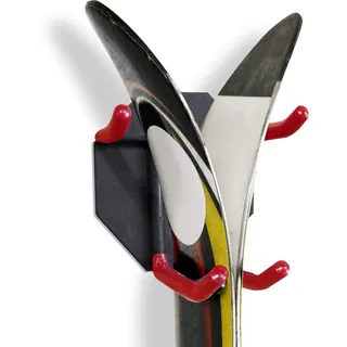 Wealers Wandmontiertes Regal für Ski und Stöcke, strapazierfähig, horizontal, für drinnen und draußen, Premium-Wandhaken (klein für 1 Ski-Set)