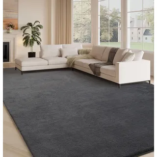 Yuanlne Teppich Wohnzimmer 160x230cm, Waschbarer Kinderzimmer Mädchen Junge Schlafzimmer Grau Carpet Gegend Kurzflor Flauschig Rutschmatte (Dunkelgrau, 160x230)