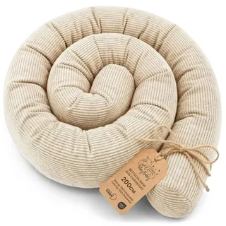 Totsy Baby Seitenschläferkissen Bettschlange Body Pillow 200 cm Cordstoff - Kopfkissen lang Bettrolle Schlafkissen Nackenrolle Zertifikat Beige C