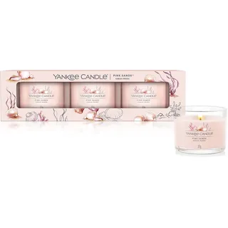 Yankee Candle Duftkerzen-Geschenkset | Votivkerzen mit Pink Sands | Soja-Wachs-Mix | 3 Teile