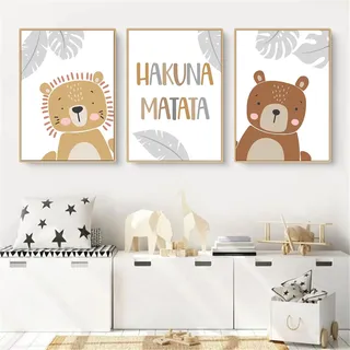 CULASIGN 3er Set Poster Kinderzimmer, Waldtiere Bilder Babyzimmer Deko Junge Mädchen, Tiere Kinderposter Set Wandbilder DIN A4 Kinderbilder ohne Bilderrahmen (CDG,21x30cm)