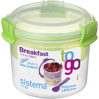 6x Sistema Box Breakfast to go 530 ml 11,5x9,5x11,5cm farbig sortiert, Lunchbox, Blau, Türkis, Violett
