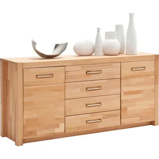 Mid.you Sideboard, Buche, Holz, Kernbuche, massiv, 2 Fächer, 4 Schublade(n) Schubladen, 163x78x40 cm, Beimöbel erhältlich, Holzmöbel, Kleinmöbel Holz, Holzkommoden, Sideboards Holz