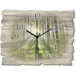 ARTland Wanduhr Wald im Gegenlicht 40,0 cm T5SV grün