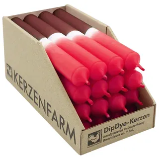 DIP DYE Stabkerzen Weihnachtsrot-Dunkelrot, 180/22 mm, KERZENFARM HAHN, Brenndauer 7h, 16 St.