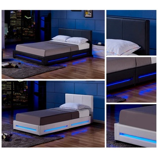 Home Deluxe LED Bett ASTEROID mit Matratze - Weiß, 90 x 200 cm, mit Matratze