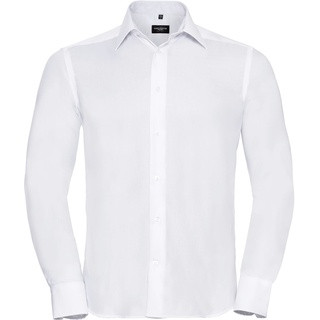 Russell Collection Klassisches bügelfreies Hemd  Langarm, white, XL
