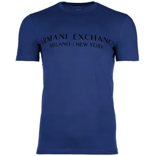Armani Exchange AX ARMANI EXCHANGE Herren T-Shirt - Schriftzug, Rundhals, Cotton Stretch Mazarine Blue 2XL