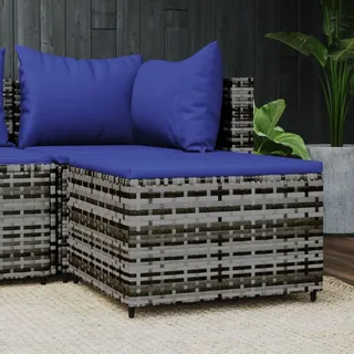 Gartenhocker Mit Kissen Grau Poly Rattan