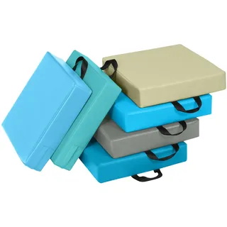 LIFEZEAL 6er Set Kinder Stuhlkissen, 6 Farbige Sitzkissen mit Griff, Stapelbare Bodenkissen aus Schaumstoff, Kinder Ruhekissen Rund/Rechteckig, für Kinderzimmer (Rechteckig1)