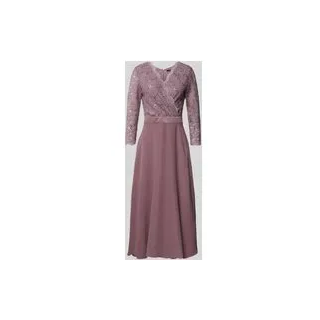 Cocktailkleid mit Spitzenbesatz, Mauve, 40