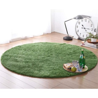 CAMAL Teppich Runde Seide Wolle Material Teppich für Wohnzimmer Schlafzimmer und Bad (Olivgrün, 120 cm)
