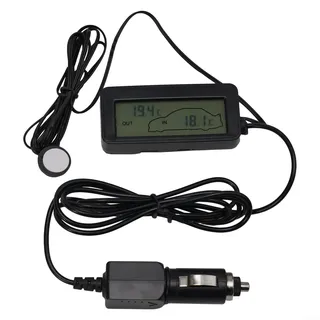 12V Auto LCD Digital Display Thermometer Innen und Außen Temperatur Messgerät Meter für 12V Fahrzeuge für genaue Temperaturüberwachung in LKW, Vans und Wohnmobilen (rot)