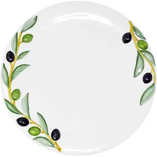 Lashuma Platzteller Olivendesign 27 cm grün/weiß