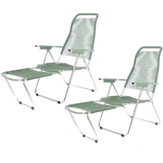 Fiam - Liegestuhl Spaghetti, Gestell Aluminium / Bespannung salbei (2er-Set)