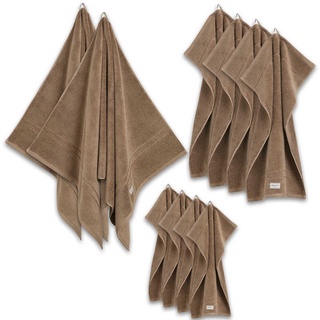 GANT Handtuch Set, 10-tlg. - Premium Towel, 2x Duschtuch, 4x Handtuch, 4x Gästetuch Beige Set
