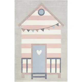 Sigikid Kinderteppich Sea Castle, Rosa, Hellgrau, Textil, Strand, rechteckig, 120x170 cm, Textiles Vertrauen - Oeko-Tex®, für Fußbodenheizung geeignet, in verschiedenen Größen erhältlich, Hausstauballergiker Fasern thermofixiert (heatset), pflegeleicht, strapazierfähig, Teppiche & Böden, Teppiche, Teppich Kinderzimmer