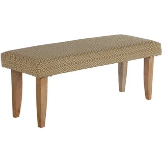 WOMO-DESIGN Sitzbank Gepolstert Palma Stoffbezug 120x48x40cm Holzoptik-Weiß-Gold